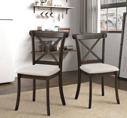 Wooden Dining Chairs Set of 2, Kitchen Chairs Upholstered Dining Chair, Farmhouse Dining Chairs for Dining Table, Max Load 300 Lbs,Brown