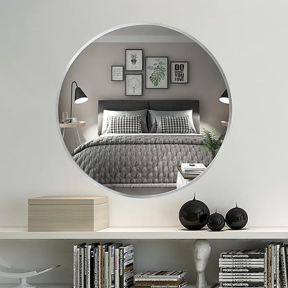 FrameWorks 20" Deluxe Contemporary Silver Circular Aluminum Mirror