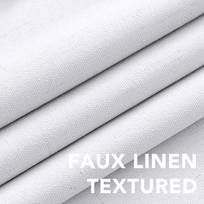 H.VERSAILTEX Linen Blackout Curtains 45 Inches Long 100% Blackout Thermal Insulated Textured Linen Look Curtain Draperies Anti-Rust Grommet, Energy Saving with White Liner, 2 Panels, Bright White