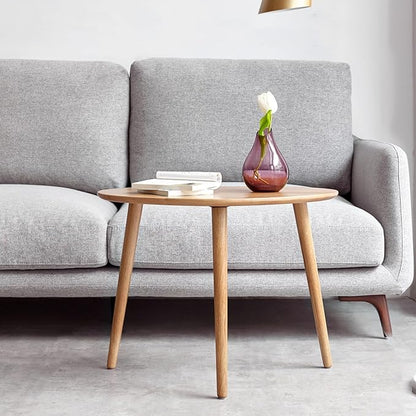 Small Oval Coffee Table, 33.5" Mid Century Modern Coffee Table for Living Room, 100% Solid Oak Wood Side Table, Center Table (Original Wood Color, 33.46''Wx22.83''Dx15.74''H)