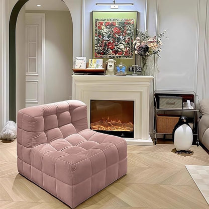 Bean Bag Chair - Memory Foam Bean Bag Chair for Adults, Comfy High-Resilience Single Sofa, Small Space Floor Chair, Chaise Lounge for Living Room, Bedroom (Pink, Square)