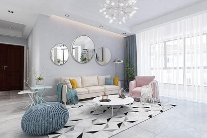 FrameWorks 28" Deluxe Contemporary Silver Circular Aluminum Mirror