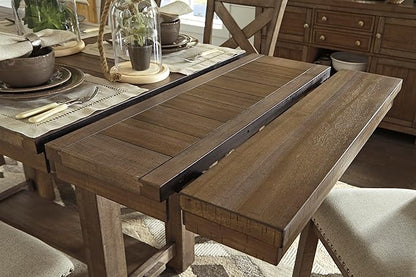 Signature Design by Ashley Moriville Rustic Farmhouse 36" Counter Height Dining Extension Table, Brown