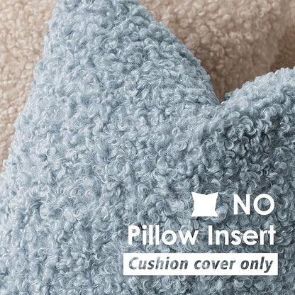 Foindtower 2 Pieces 26x26 Inch Misty Blue,Faux Fur Throw Pillow Cover Accent Sherpa Furry Pillow Covers Fuzzy Soft Pillowcases Cozy Sheepskin Decorative Fleece Cushion Case for Bed Couch Living Room