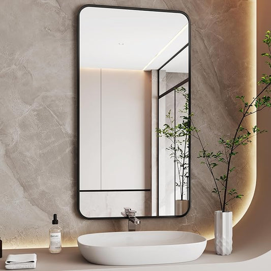 Black Vanity Mirror,30x55 Black Bathroom Mirror, Large Bathroom Mirror,Espejo para baño,Bathroom Mirrors for Over Sink,Restroom Mirror