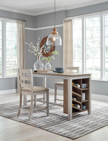 Signature Design by Ashley Skempton 24" Counter Height Upholstered Barstool, Set of 2, Antique White