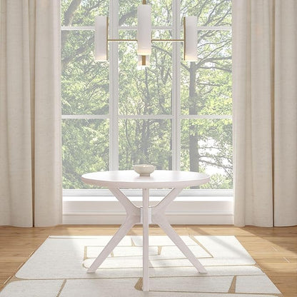 Plank+Beam Verso Round Dining Table, 38 Inch Solid Wood Kitchen & Dining Room Table, Minimalist Table for Dining Room, Kitchen Dinner Table, Coastal White