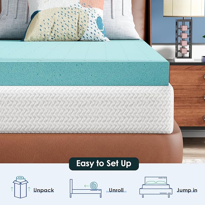 FDW | 8" Queen Mattress + 3" Cooling Mattress Topper | Gel Memory Foam | Medium Firm Feel | White | with Washable Cover for Cool Sleep and Pressure Relief | Bed in a Box, CertiPUR-US Certified
