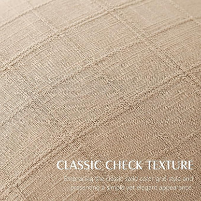 Foindtower Set of 2 Decorative Linen Check Throw Pillow Covers Neutral Farmhouse Vintage Cushion Covers Modern Coastal Boho Home Decor For Sofa Chair Couch Bedroom Living Room Outdoor,26×26 Inch,Camel