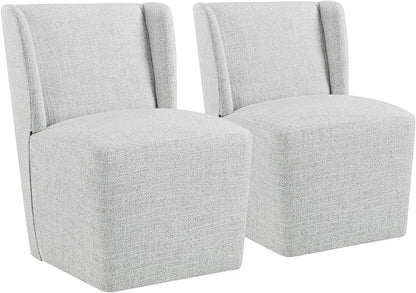 Dining Chairs with Casters Require Assembly Upholstered Wingback Single Sofa Armless Deskchair for Bedroom Waiting Room Kitchen Diningroom