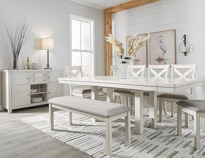 Signature Design by Ashley Robbinsdale Large Upholstered 48" W Dining Bench, Light Gray & White