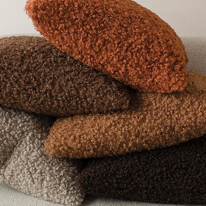 Foindtower 2 Pieces 26x26 Inch Burnt Orange, Faux Fur Throw Pillow Cover Accent Sherpa Furry Pillow Cover Fuzzy Soft Pillowcases Cozy Sheepskin Decorative Fleece Cushion Case for Bed Couch Living Room