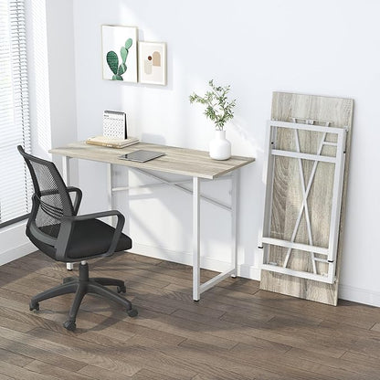 Folding Desk 47 inch No Assembly Required Home Office Table, Writing Gaming Computer Camping Desk, Beige