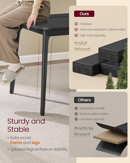 VASAGLE Dining Table for 4/6/8, Extendable Kitchen Table with Tapered Legs, Curved Transitions, for Dining Room, Kitchen, Home Office, Wooden Black UKDT090B01V1
