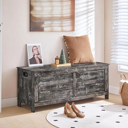 Storage Chest, 47.2” Large Toy Chest, Entryway Storage Trunk, Storage Bench with Safety Hinge, Entrance Bench for Living Room, Entrance, Bedroom, Vintage Gray SCRP48901