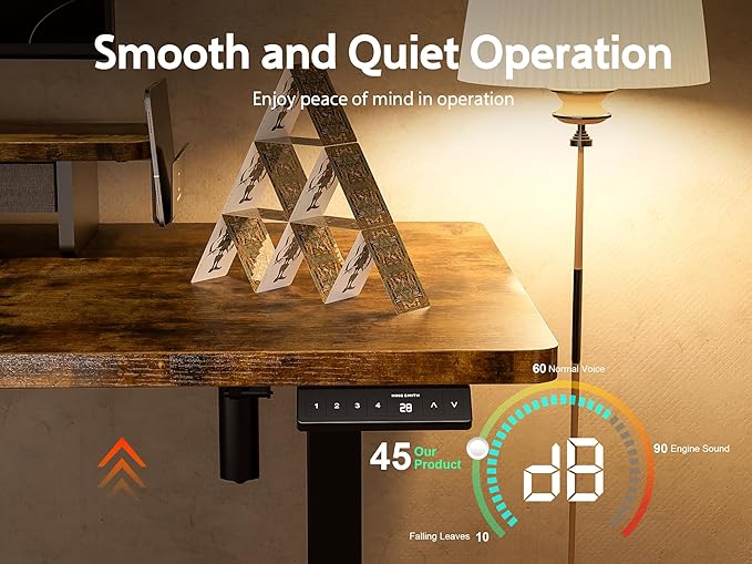 48x24 Inches Electric Standing Desk With Drawer and Monitor Stand, Height Adjustable for Home Office, Ergonomic Sit to Stand With Phone Holder, 3 Hooks, Rustic Brown