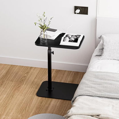 Side Table Sofa Tray for Couch Heavy Metal Base Swivel/Adjustable Height, Sofa Bed Bathroom Study TV Tray C Shaped End Table Food Snack Trays for Eating
