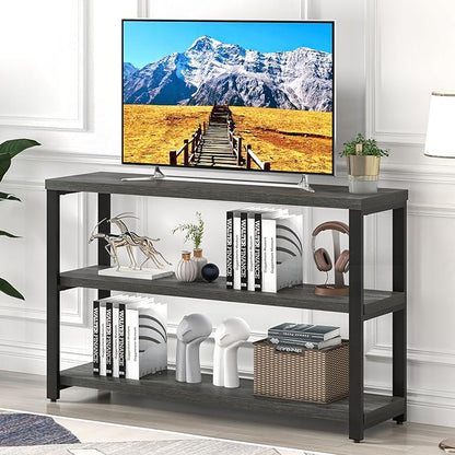 EXCEFUR Rustic Console Tables for Entryway, Sofa Table with 3 Tier Storage Shelves, Couch Table for Living Room Hallway, Industrial Grey