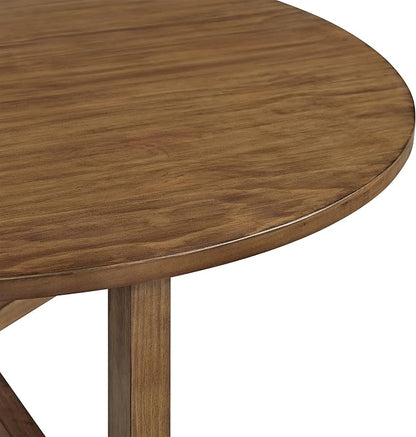 Alaterre Furniture Coffee Table - Newbury Collection 44-Inch Round Living Room Table - Solid Wood Farmhouse Coffee Table (Pecan Finish)