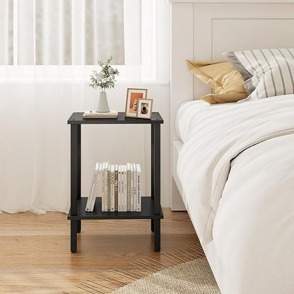 TUTOTAK End Table, Set of 2, Side Table, Nightstand, 2-Tier Storage Shelf, Sofa Table for Small Space, Living Room, Bed Room TB01BK035