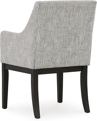 Signature Design by Ashley Burkhaus Traditional Dining Upholstered Arm Chair, 2 Count, Gray & Dark Brown