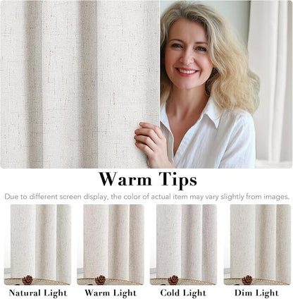 H.VERSAILTEX Blackout Curtains, Durable Thick Textured Look 100% Blackout Patio Door Curtain, Grommet Extra Wide Sliding Door Curtain Panel Long Curtains, W100 x L108 inch- Ivory