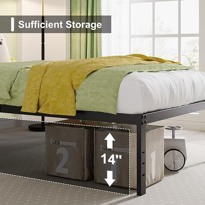 EMODA 16 Inch Black California King Bed Frames Heavy Duty Metal Platform No Box Spring Needed for Mattress Foundation, Noise Free, Easy Assembly