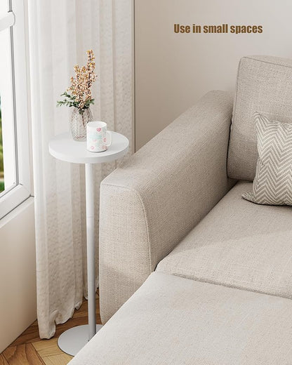 TUTOTAK Tall Round Side Table, Small End Table, Beside Table, Drink Table, Pedestal Side Table, livingroom, White TB01BW065