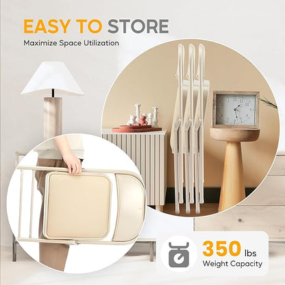 HealSmart 2 Pack Folding Chairs with Padded Leather Cushion Seats, Sturdy Metal Frame, Stackable Portable Design for Indoor Outdoor Use, Commercial Event Party Office Home Chairs, Kahki