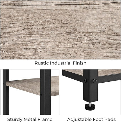 Yaheetech 30 in Tall End Table, 3-Tier with Strong Wooden Shelves, Small Side Table with Metal Frame for Living Room Office, Small Places, Gray