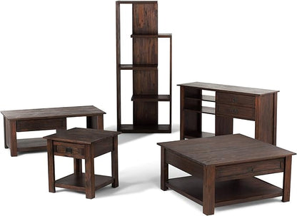 SIMPLIHOME Monroe Square Coffee Table - 38 inch Wide Solid Acacia Wood Living Room Table in Distressed Charcoal Brown, Rustic Cocktail Table for Family Room or Lounge with 2 Drawers and Open Shelf