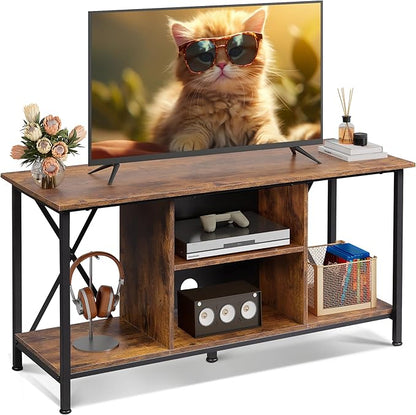 WLIVE TV Stand up to 45 Inch TV, 41" Entertainment Center with Open Storage Shelf for Living Room, Rustic Brown