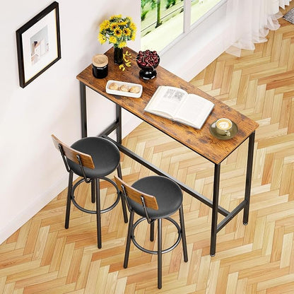 Bar Stools with Back, High Kitchen Barstools with Back, Counter Stools Bar Chairs with Backrest, Footrest, Industrial Seat for Dining Room Kitchen Bar (Rustic Brown and Black) BS-003RBV1