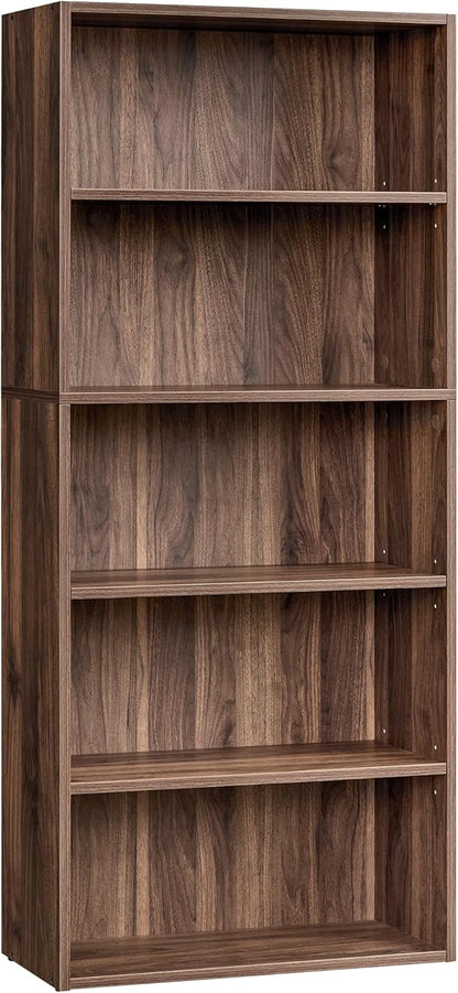 VASAGLE Custos Collection - Bookshelf, 5-Tier Bookcase, Book Shelf, Open Storage Shelf, 9.4 x 23.6 x 52.8 Inches, for Living Room, Home Office, Dinning Room, Natural Walnut ULBC165K01