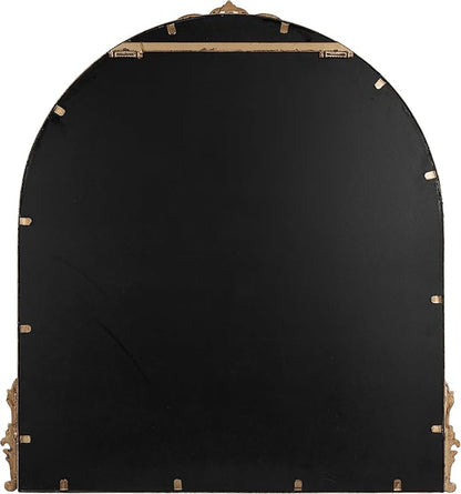 Kate and Laurel Myrcelle Traditional Arched Mirror; 30 x 32; Antique Gold; Decorative Large Vintage Arch Mirror with Ornate Garland Detailing Along The Crown and Edges of The Frame