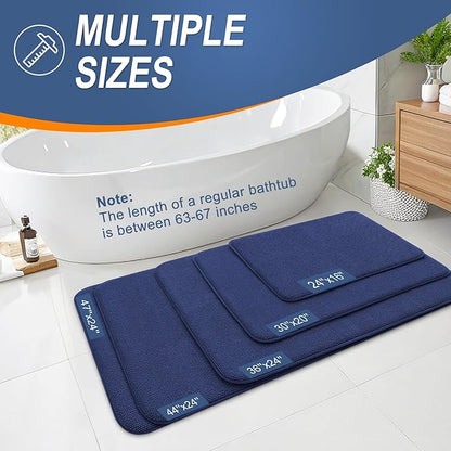OLANLY Thick Memory Foam Bath Mat Rug 24x16, Extra Soft Absorbent Bathroom Rug, Quick Dry Bath Mats, Non-Slip, Machine Washable Carpet, Tub and Shower, Home Decor Accessories, Twilight Sapphire