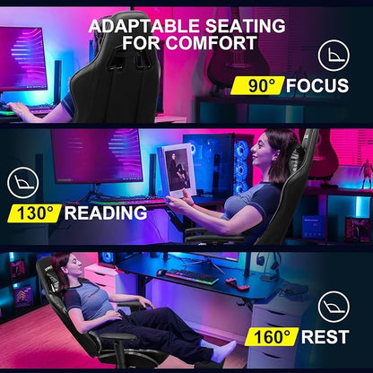 GTRACING Gaming Chair with Footrest, Ergonomic Computer Game Desk Chair, Reclining Gaming Chair Seat Height Adjustment, Swivel Rocker with Headrest and Lumbar (Camouflage)