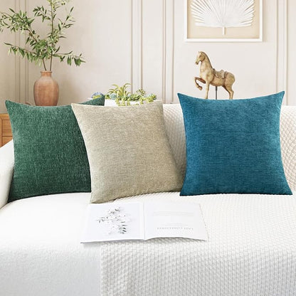 CaliTime Throw Pillow Covers Decorative 12 X 20 Inches Pack of 2 Cozy Chenille Cushion Case for Couch Sofa Bed Living Room Home Light Taupe