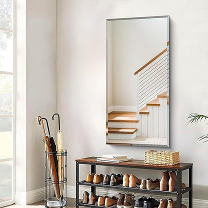 24x48 Large Beveled Mirror, Frameless Beveled Bathroom Mirrors for Over Sink, Upgraded Shatterproof Beveled Vanity Mirror for Bathroom,Bedroom,Living Room and Entryway