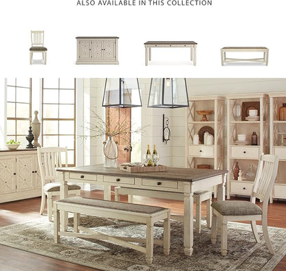 Signature Design by Ashley Bolanburg Farmhouse Dining Table with Drawers, Seats up to 6, Whitewash