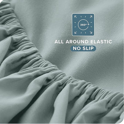 Bare Home Split Head Flex King Sheet Set - 1800 Ultra-Soft Microfiber Bed Sheets - Double Brushed - Deep Pockets - Easy Fit - 4 Piece Set - FlexTop Bedding Sheets (Split Head Flex King, Sea Spray)