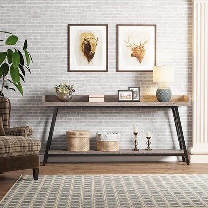 Tribesigns 70.9 inch Extra Long Console Table Behind Couch, Rustic Industrial Sofa Table for Living Room, Narrow Entryway Hallway Long Bar Table (Grey)