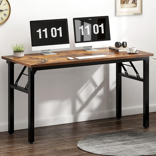 Need 47 inches Computer Desk Office Desk Folding Table with BIFMA Certification Computer Table Workstation, Rustic Brown AC5FB-120