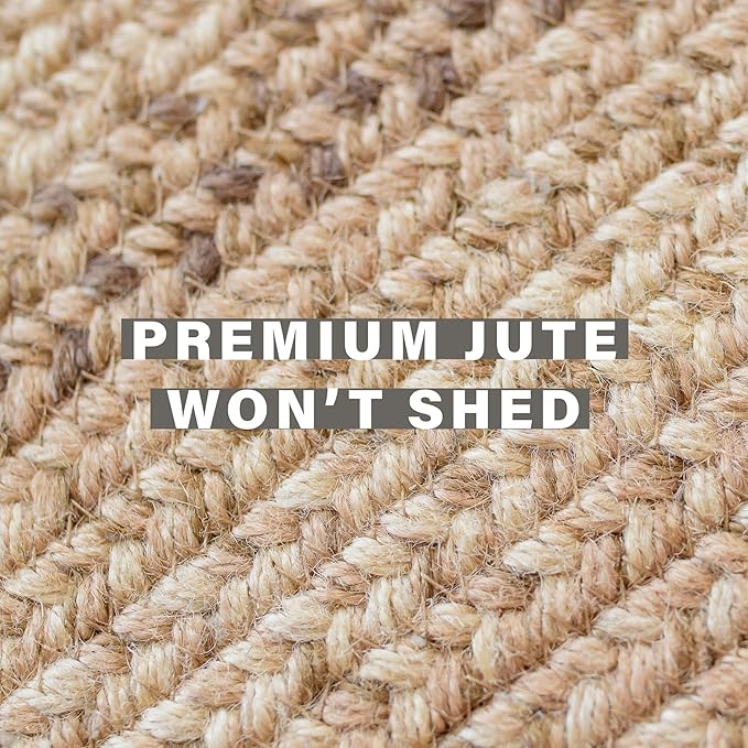 Cookie Dough Brown Oval Braided Rug, 2x3' - Handmade with Jute, Warm Country Farmhouse Decor, Perfect for Bathrooms and Entryways - Reversible and Easy to Clean
