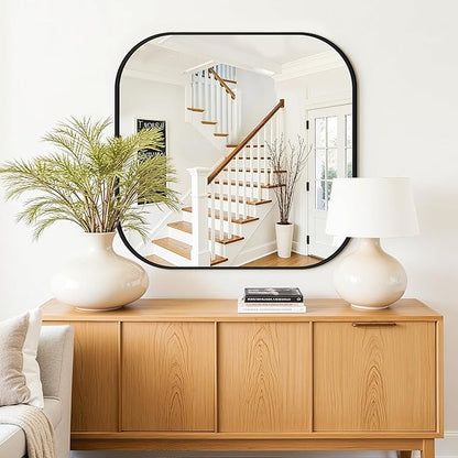 Bathroom Mirrors for Over Sink, 30x30 Vanity Squircle Mirror for Bathroom Sink, HD Shatterproof Square Wall Mirror for Bathroom Washroom Lavatory Restroom Metal Frame