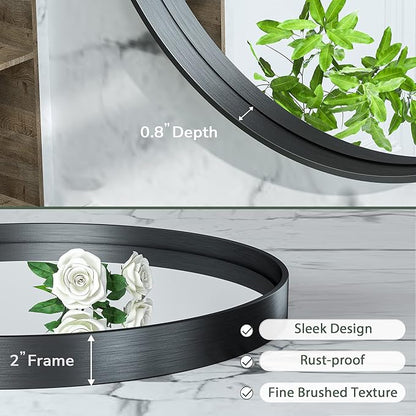 TokeShimi Oval Black Mirrors for Bathroom 22x30 Inch with Non-Rusting Aluminum Alloy Brushed Black Matte Framed for Wall Vanity Farmhouse Modern Minimalist Home Decor,Vertical or Horizontal