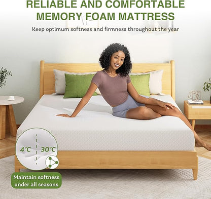 Cal King Size Memory Foam Mattress, 12 Inch Bed Mattress in a Box with Cooling Green Tea Gel, Relieve Pressure with Medium Support, CertiPUR-US Certified, 84''L x 72''W, White