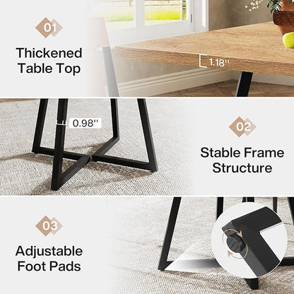 Tribesigns Square Dining Table for 2, 31.5" Modern Dinner Table with Metal Base, Kitchen Table for Dining Room, Small Space, Apartment,Natural & Black