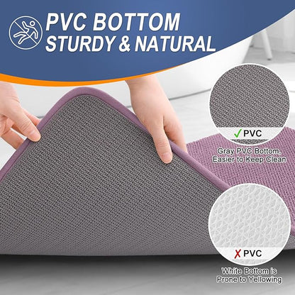 OLANLY Thick Memory Foam Bath Mat Rug 24x16, Extra Soft Absorbent Bathroom Rug, Quick Dry Bath Mats, Non-Slip, Machine Washable Carpet for Bathroom, Tub and Shower, Home Decor Accessories, Deep Plum