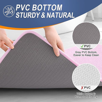 OLANLY Thick Memory Foam Bath Mat Rug 24x16, Extra Soft Absorbent Bathroom Rug, Quick Dry Bath Mats, Non-Slip, Machine Washable Carpet for Bathroom, Tub and Shower, Home Decor Accessories, Pink
